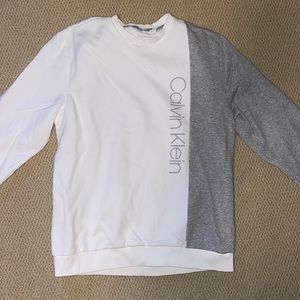 White and gray Calvin Klein sweater